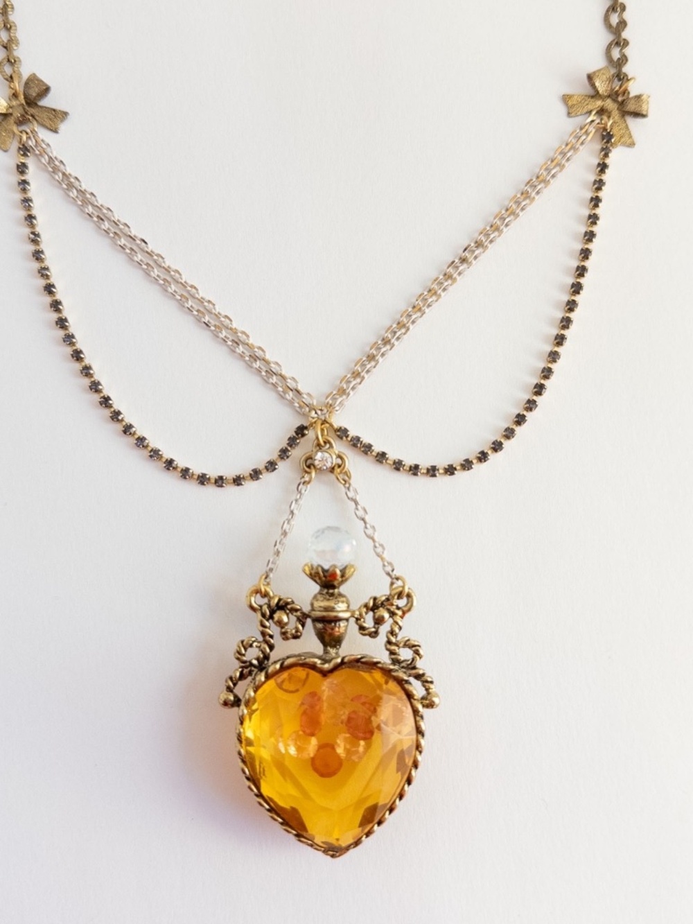 Betsey Johnson Fairyland Heart Potion Bottle Crystals Bead VERY RARE Necklace